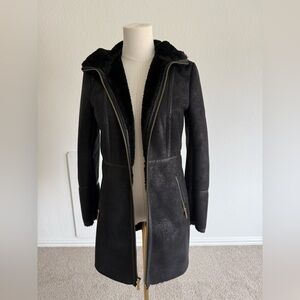 Michael Kors Black Coat w Hood and fleece lined